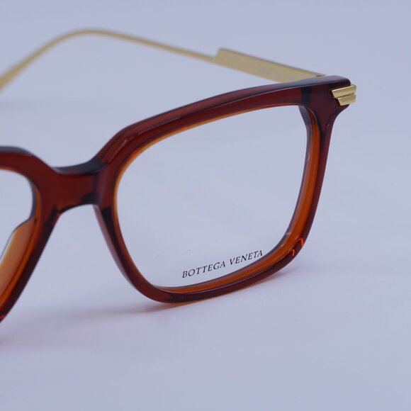 Bottega Veneta BV1009O 004 Eyeglasses Burgundy/Gold 54mm Square Frame - Picture 2 of 11
